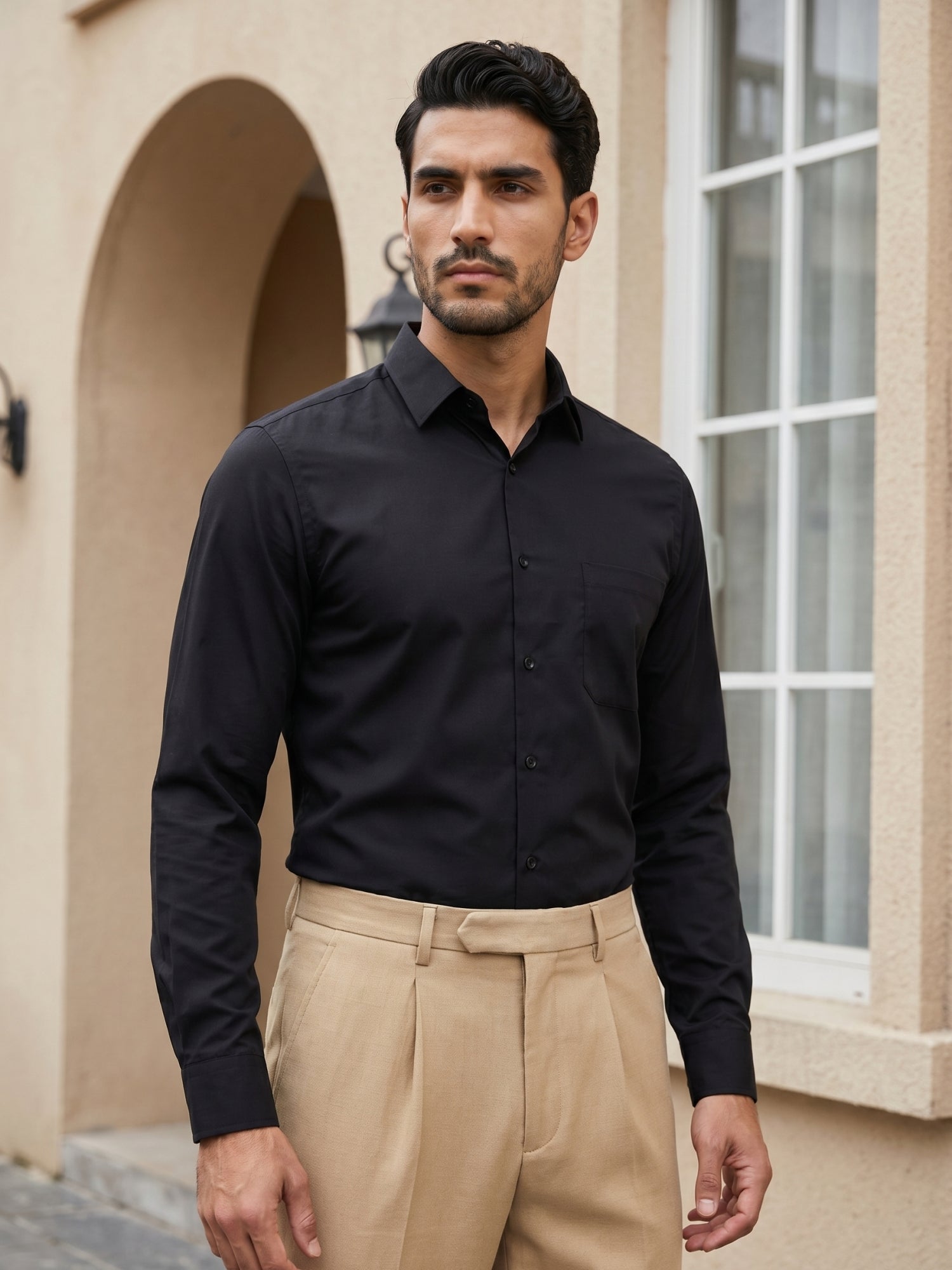 Men's Satin Lycra Solid  Formal Shirt