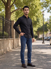 Men's Satin Lycra Solid  Casual Shirt