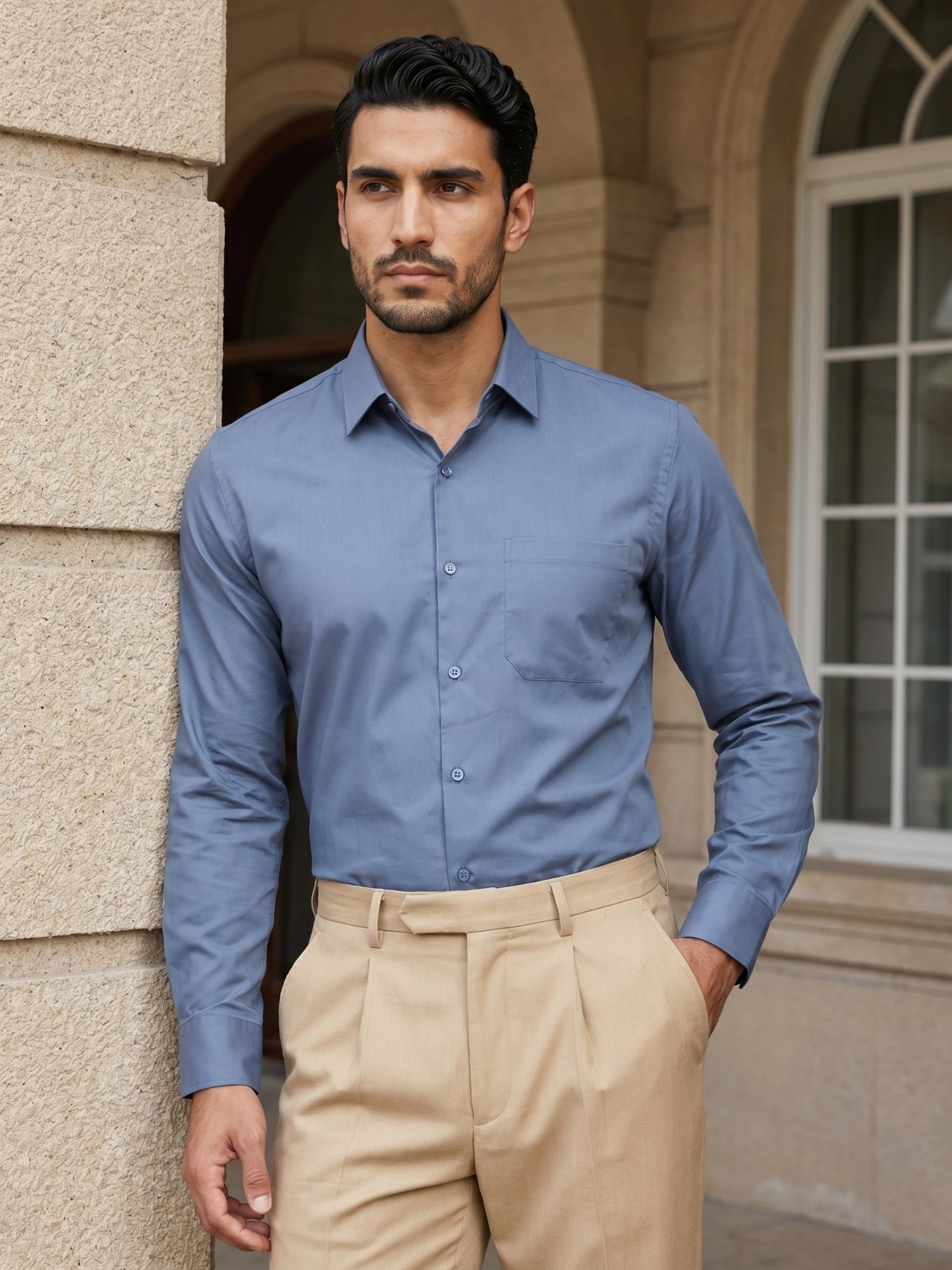 Men's Satin Lycra Solid  Formal Shirt