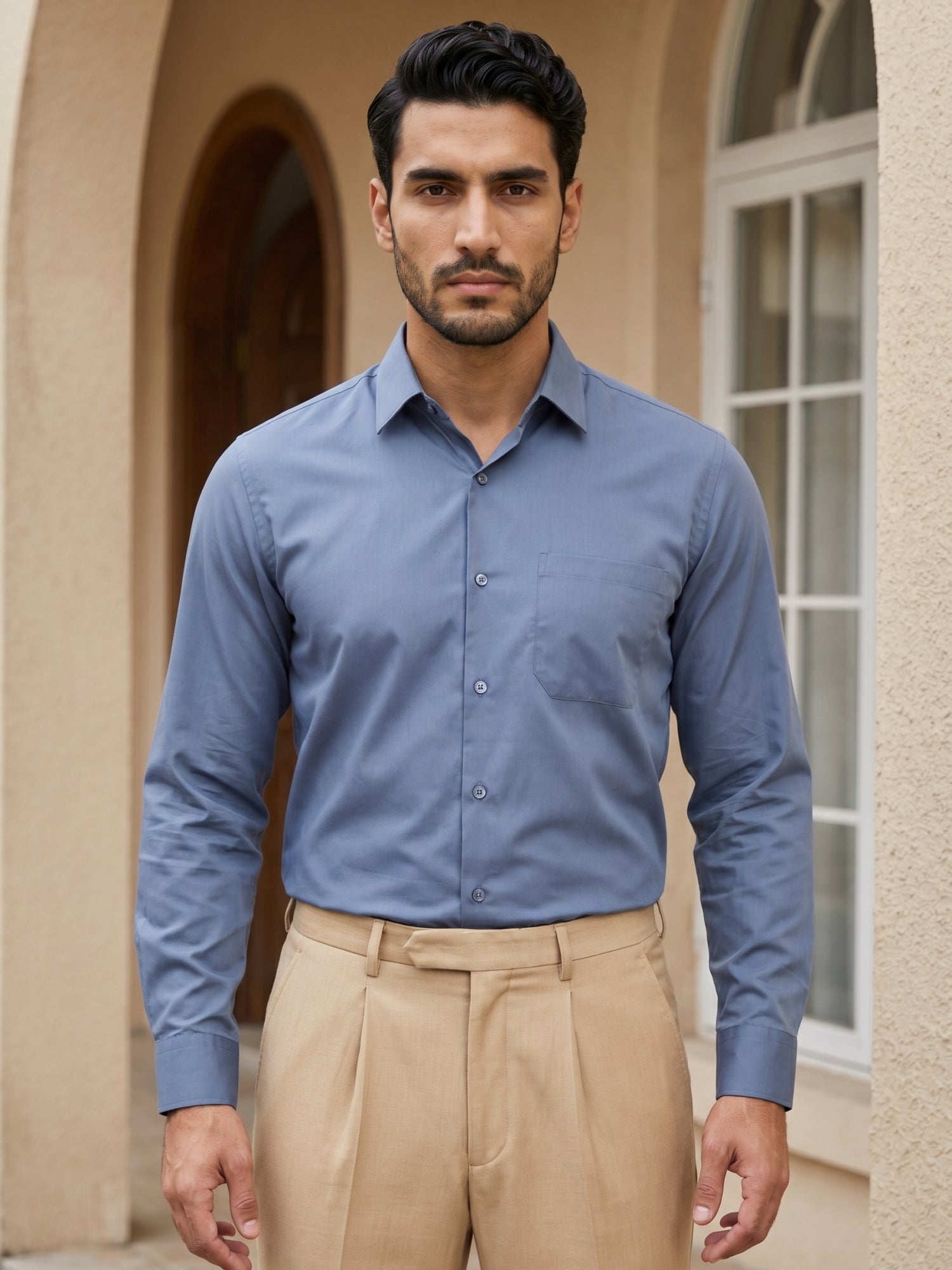 Men's Satin Lycra Solid  Formal Shirt
