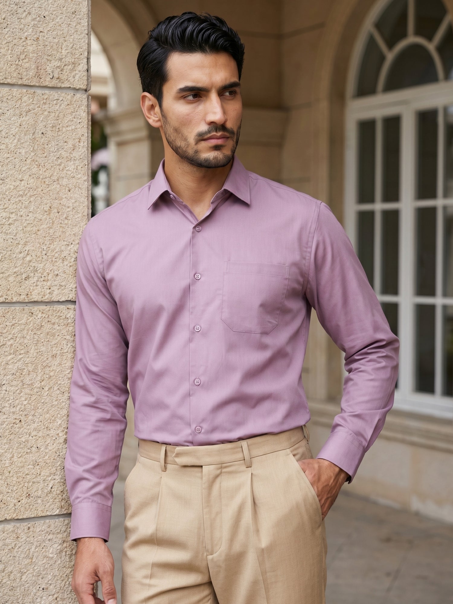 Men's Satin Lycra Solid  Formal Shirt
