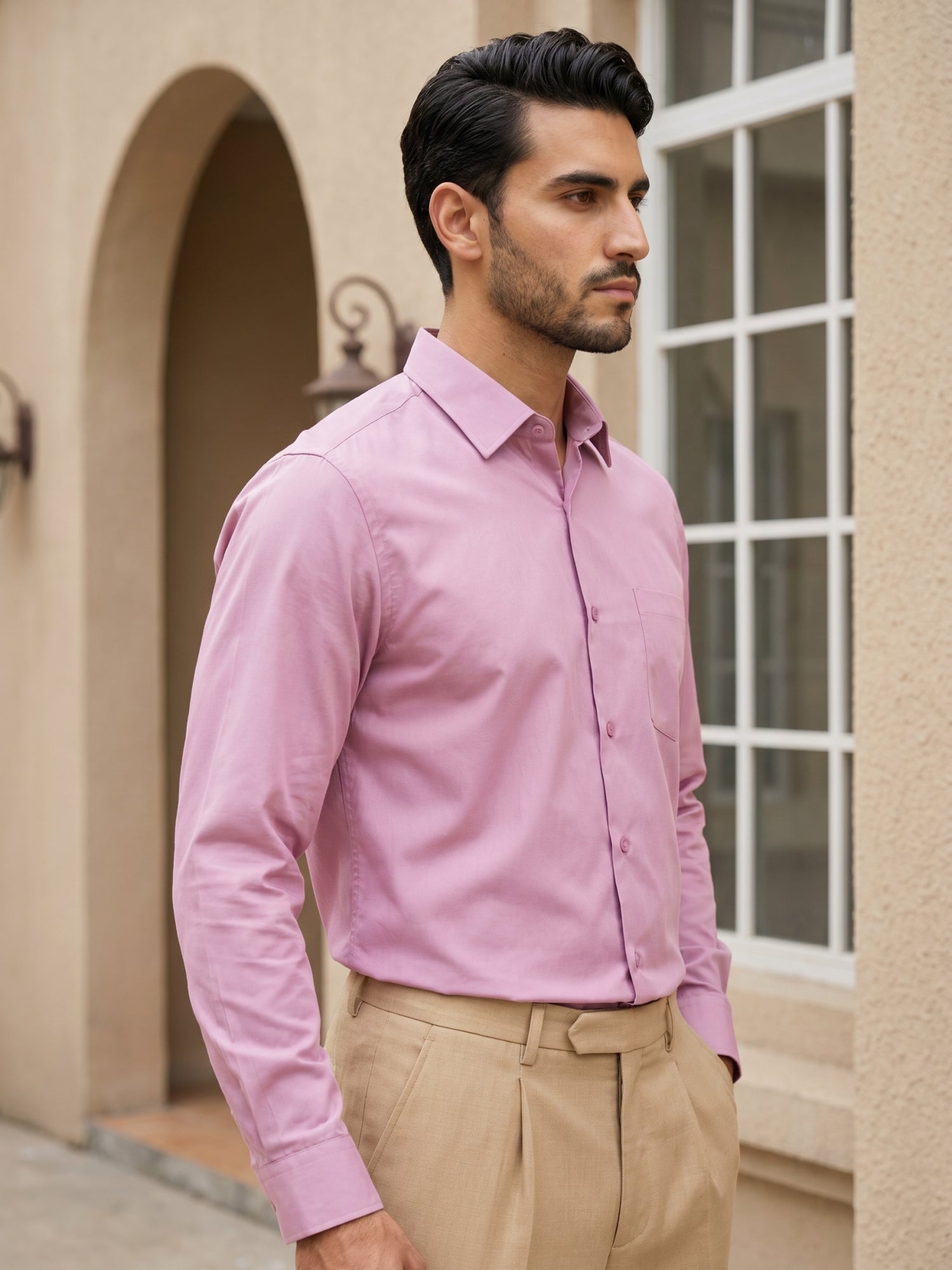 Men's Satin Lycra Solid  Formal Shirt