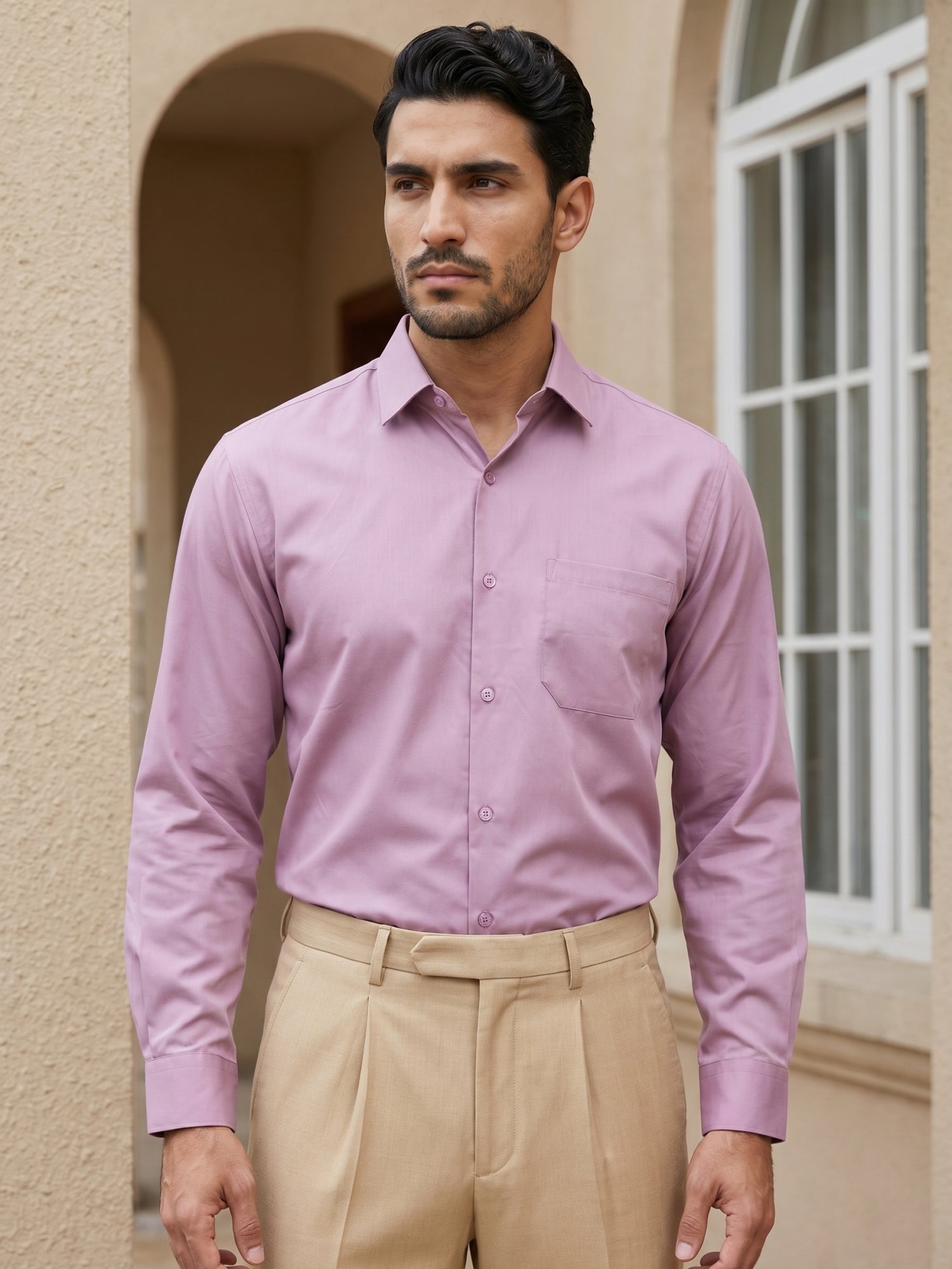 Men's Satin Lycra Solid  Formal Shirt