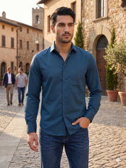 Men's Satin Lycra Solid  Casual Shirt