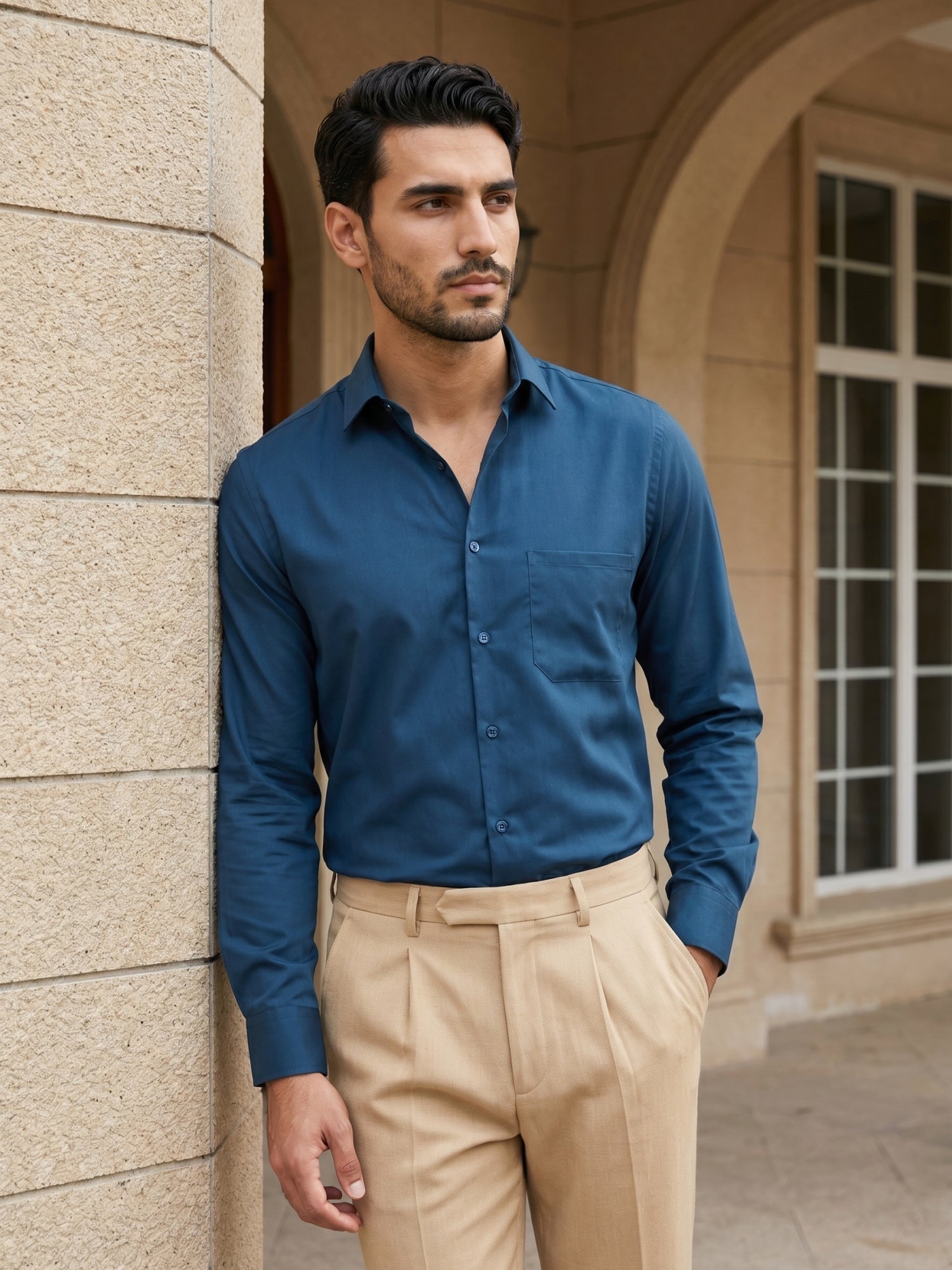 Men's Satin Lycra Solid Formal Shirt