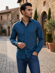 Men's Satin Lycra Solid  Casual Shirt