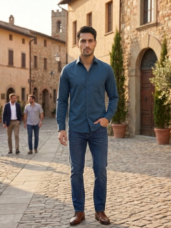 Men's Satin Lycra Solid  Casual Shirt