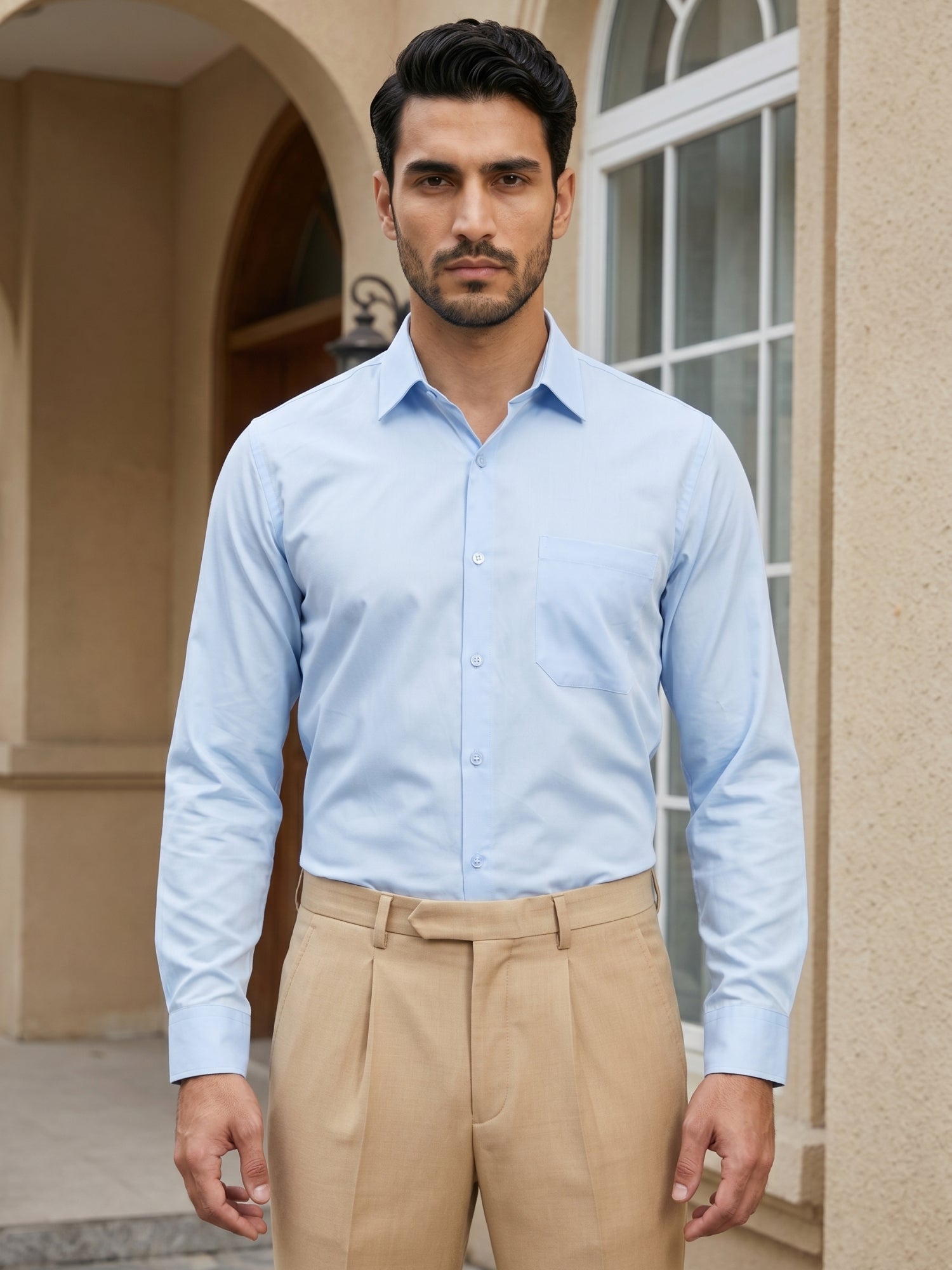 Men's Satin Lycra Solid  Formal Shirt