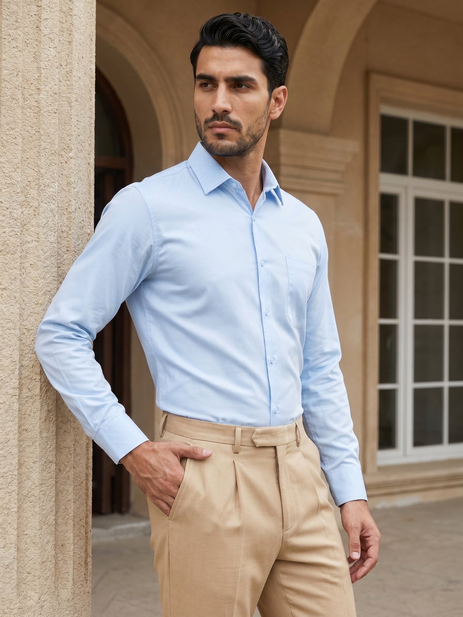 Men's Satin Lycra Solid  Formal Shirt