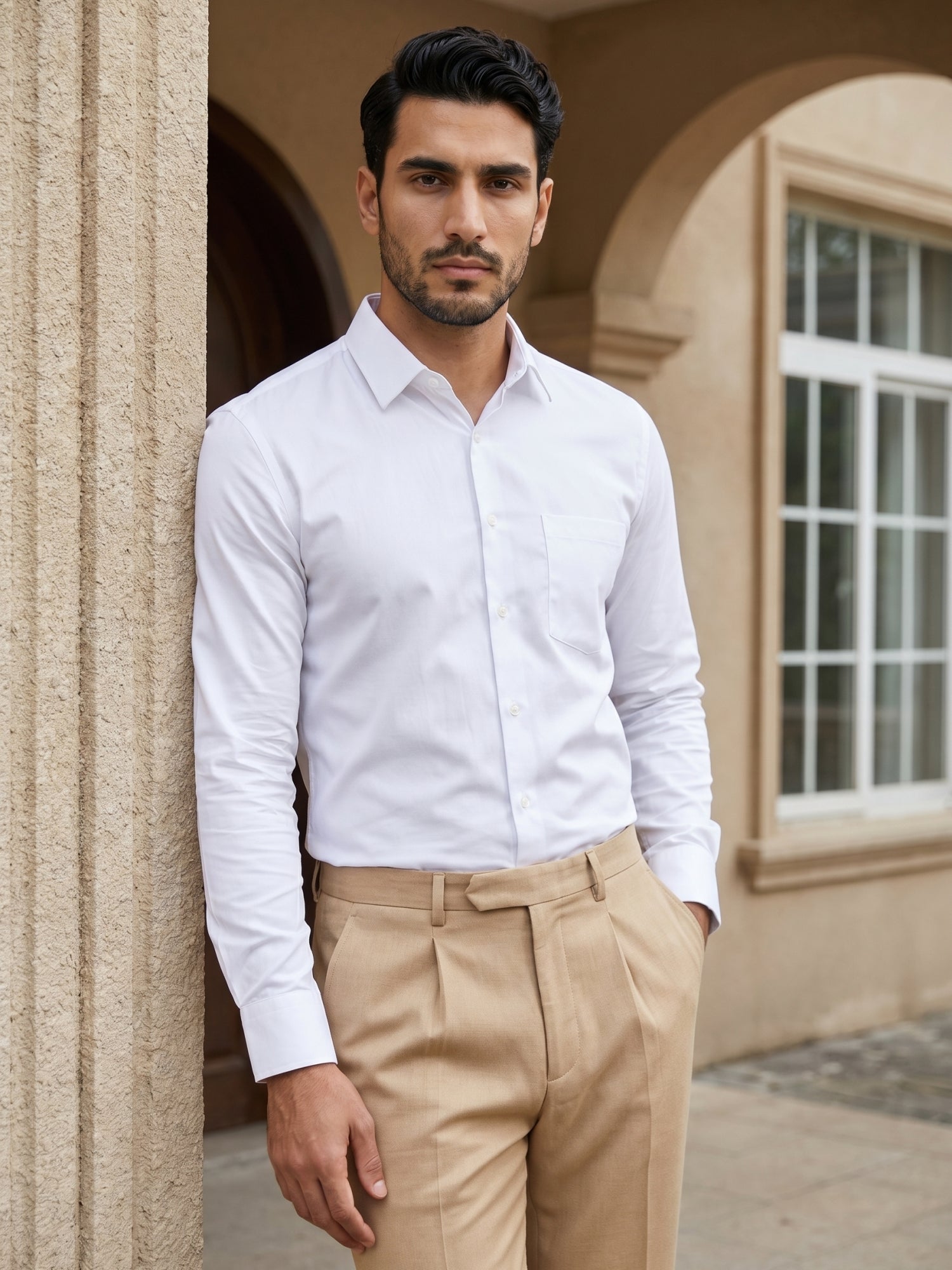 Men's Satin Lycra Solid  Formal Shirt