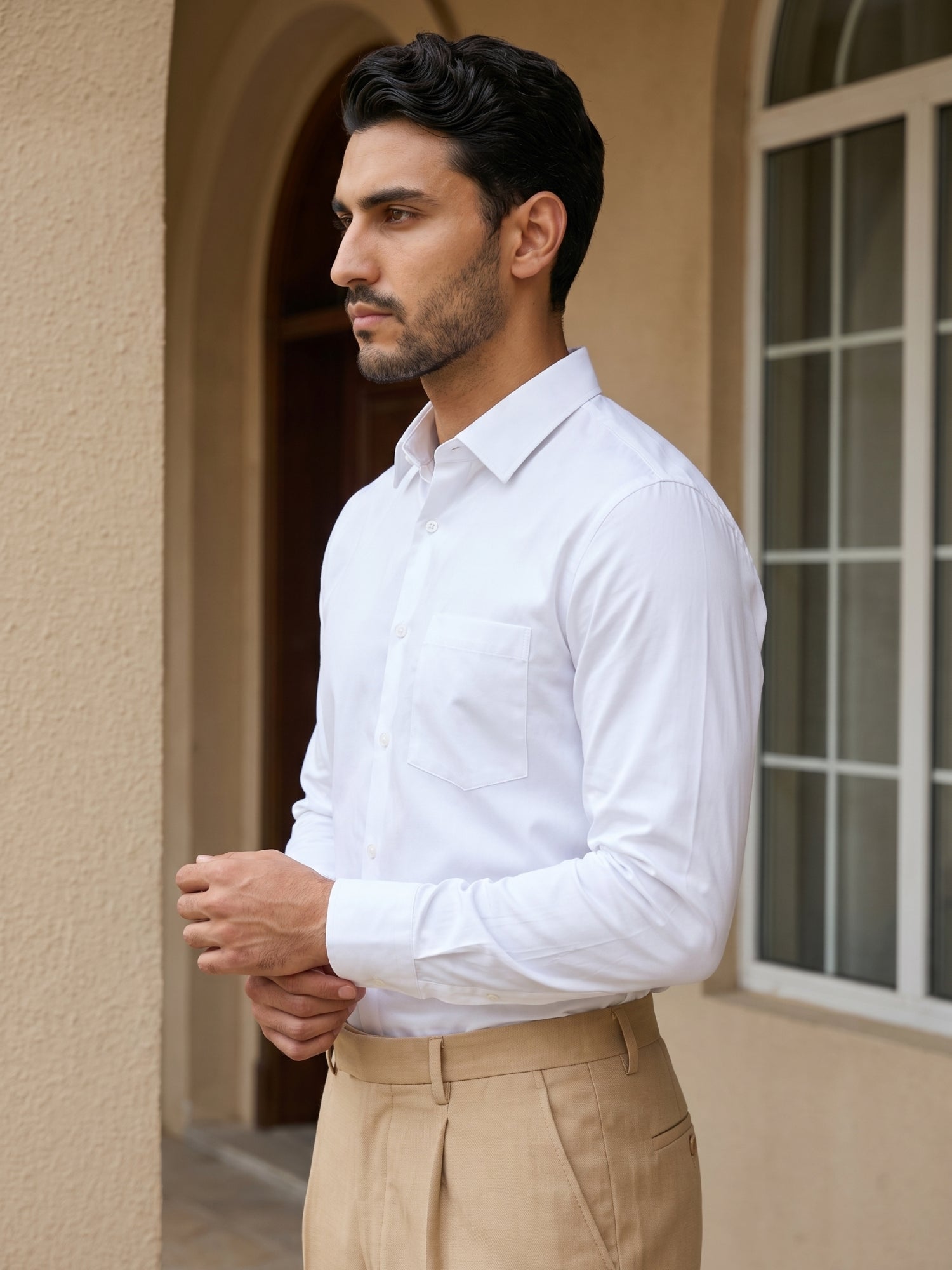 Men's Satin Lycra Solid  Formal Shirt