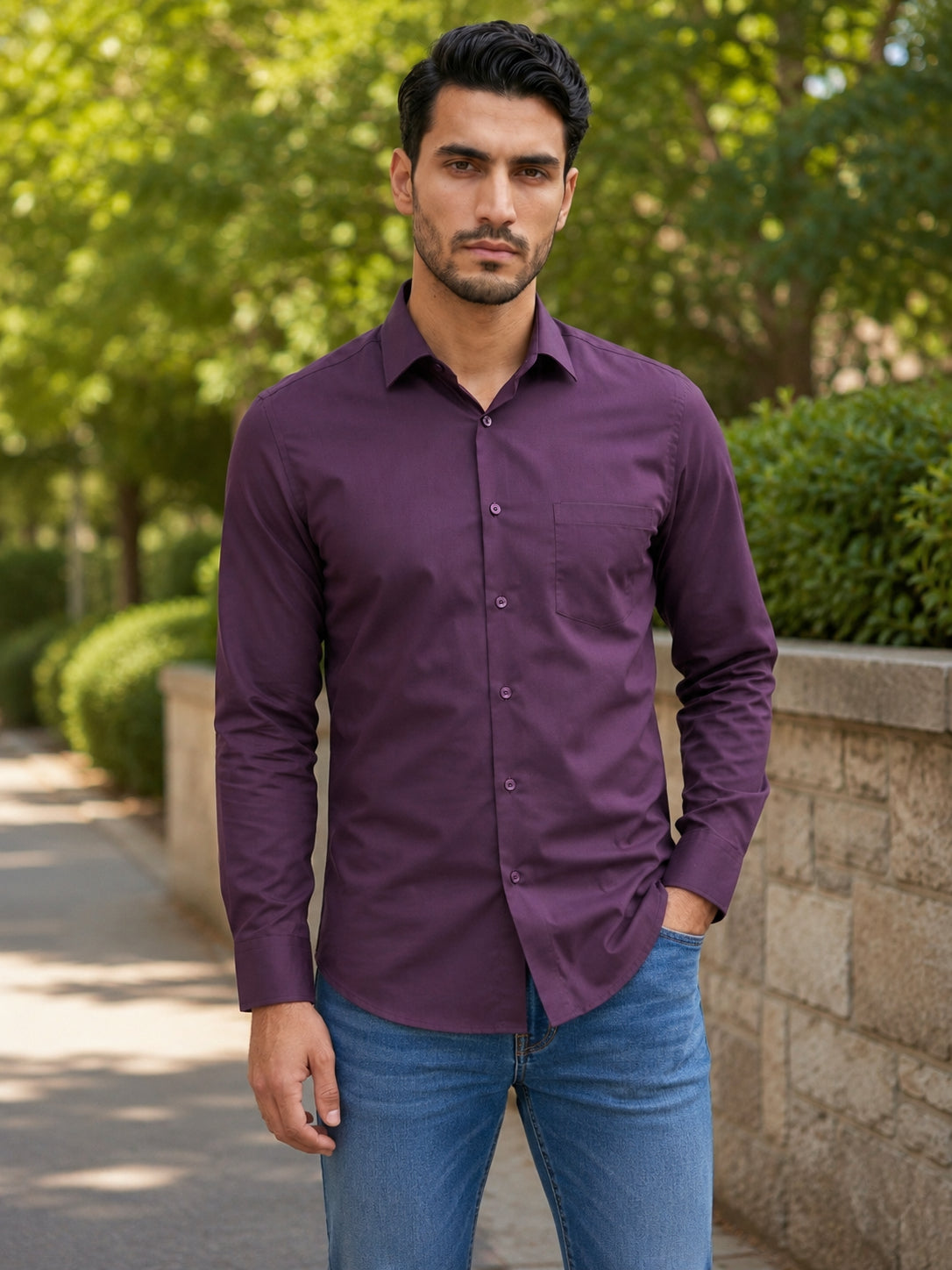 Men's Satin Lycra Solid  Casual Shirt