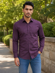 Men's Satin Lycra Solid  Casual Shirt