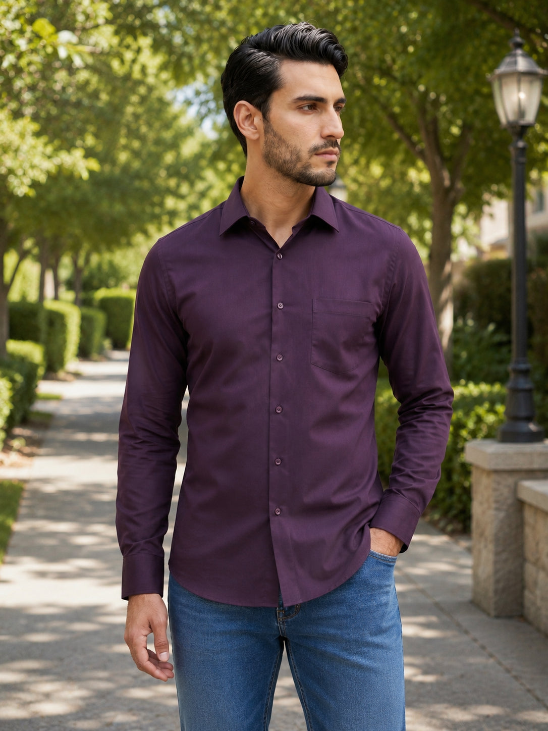Men's Satin Lycra Solid  Casual Shirt