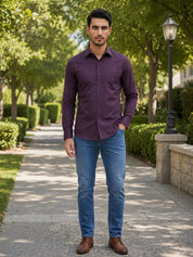 Men's Satin Lycra Solid  Casual Shirt