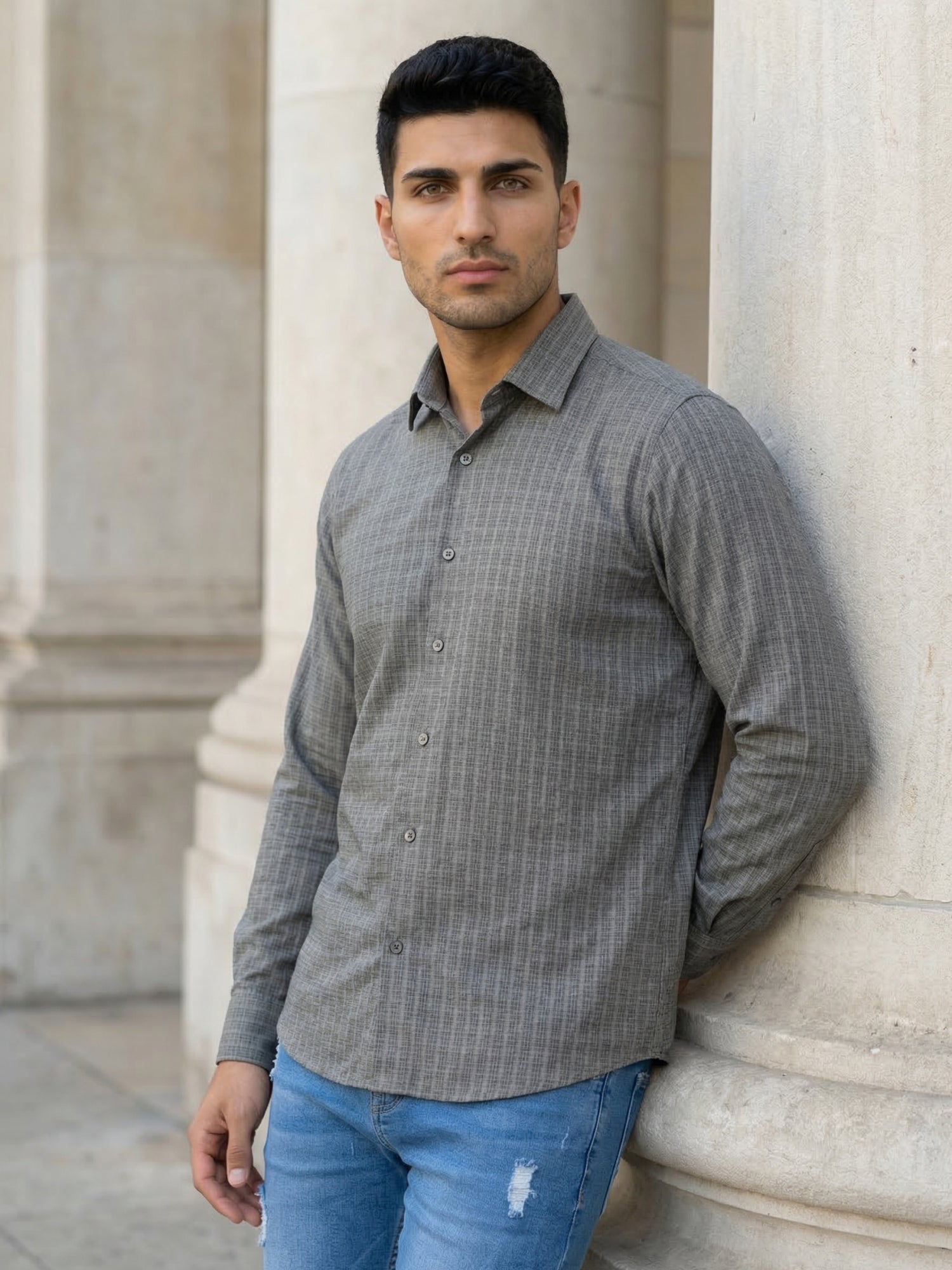Black Micro Checks Casual Shirts for Men