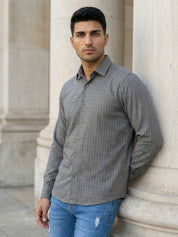 Black Micro Checks Casual Shirts for Men