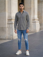 Black Micro Checks Casual Shirts for Men