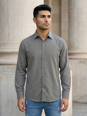 Black Micro Checks Casual Shirts for Men