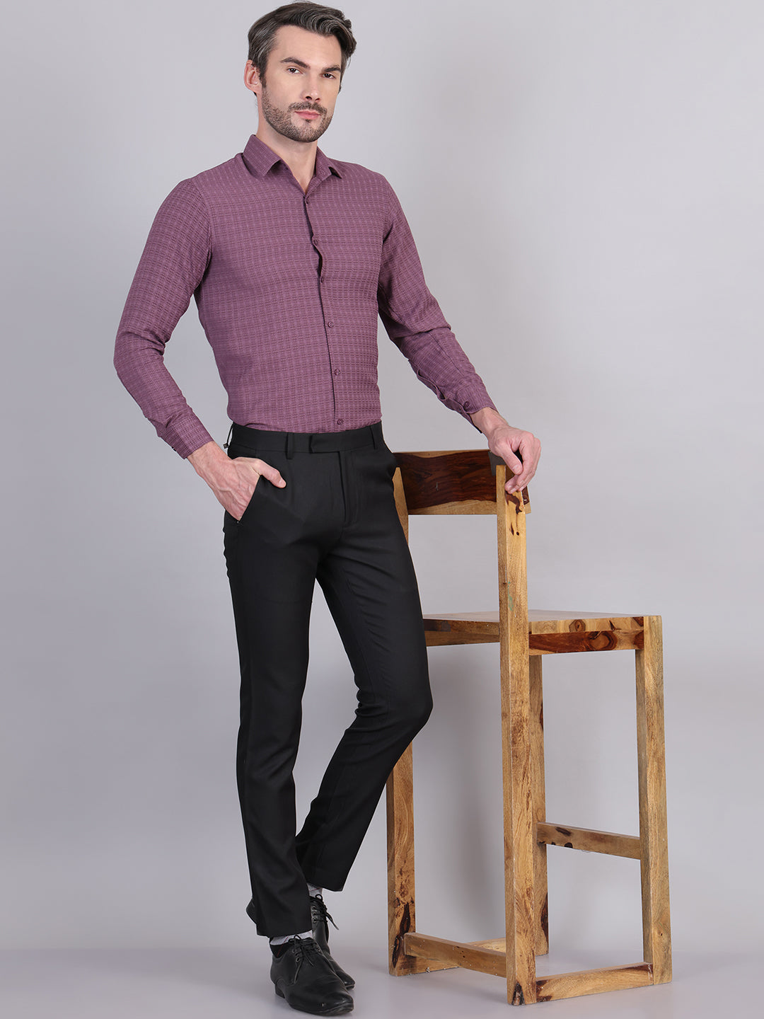 Magenta Micro Checks Formal Shirts for Men