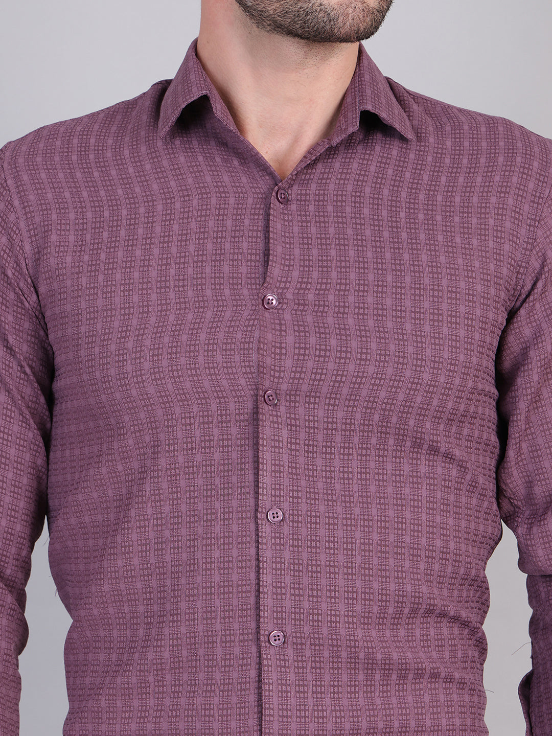 Magenta Micro Checks Formal Shirts for Men