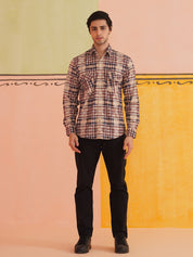 Men Checked Corduroy Cotton Shirt