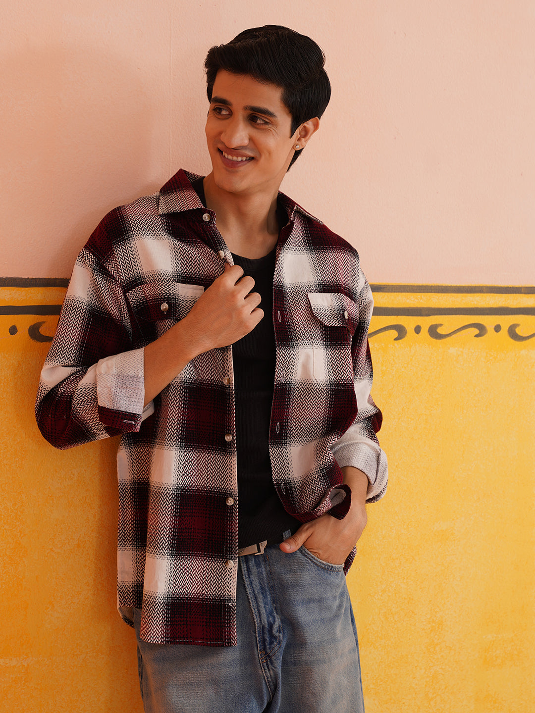 Oversized Checked Casual Shirt for Men