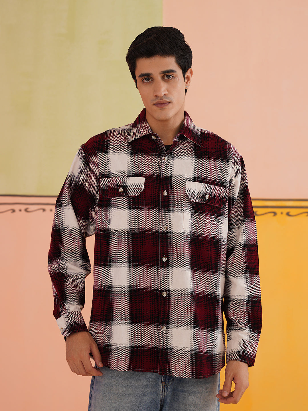 Oversized Checked Casual Shirt for Men