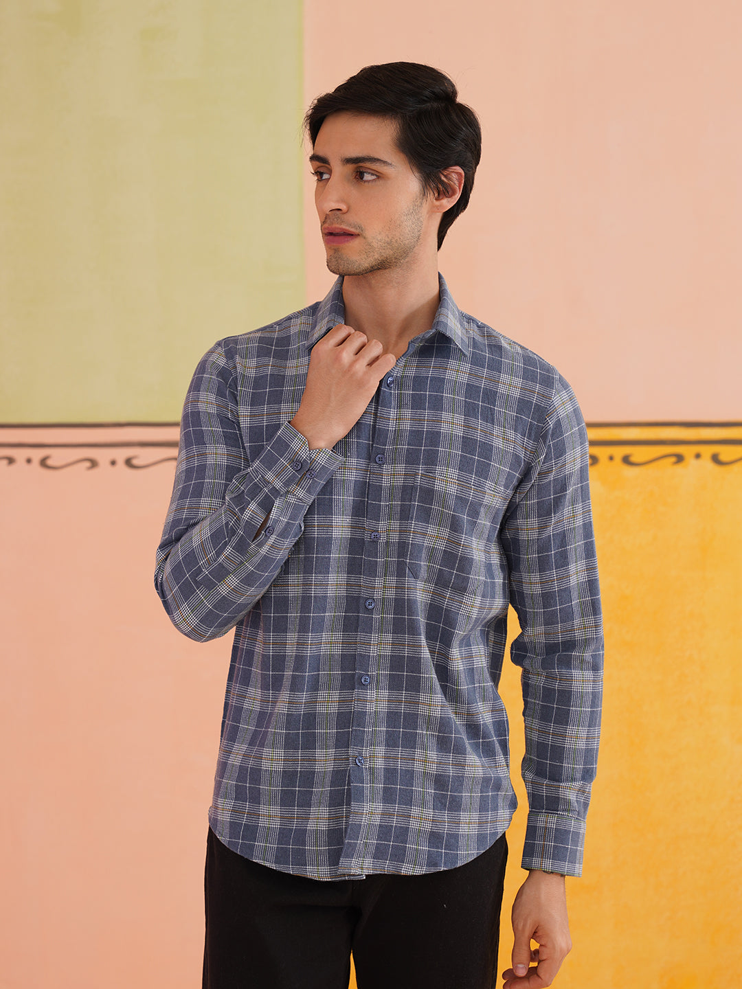 Tartan Checks Cotton Casual Shirt for Men