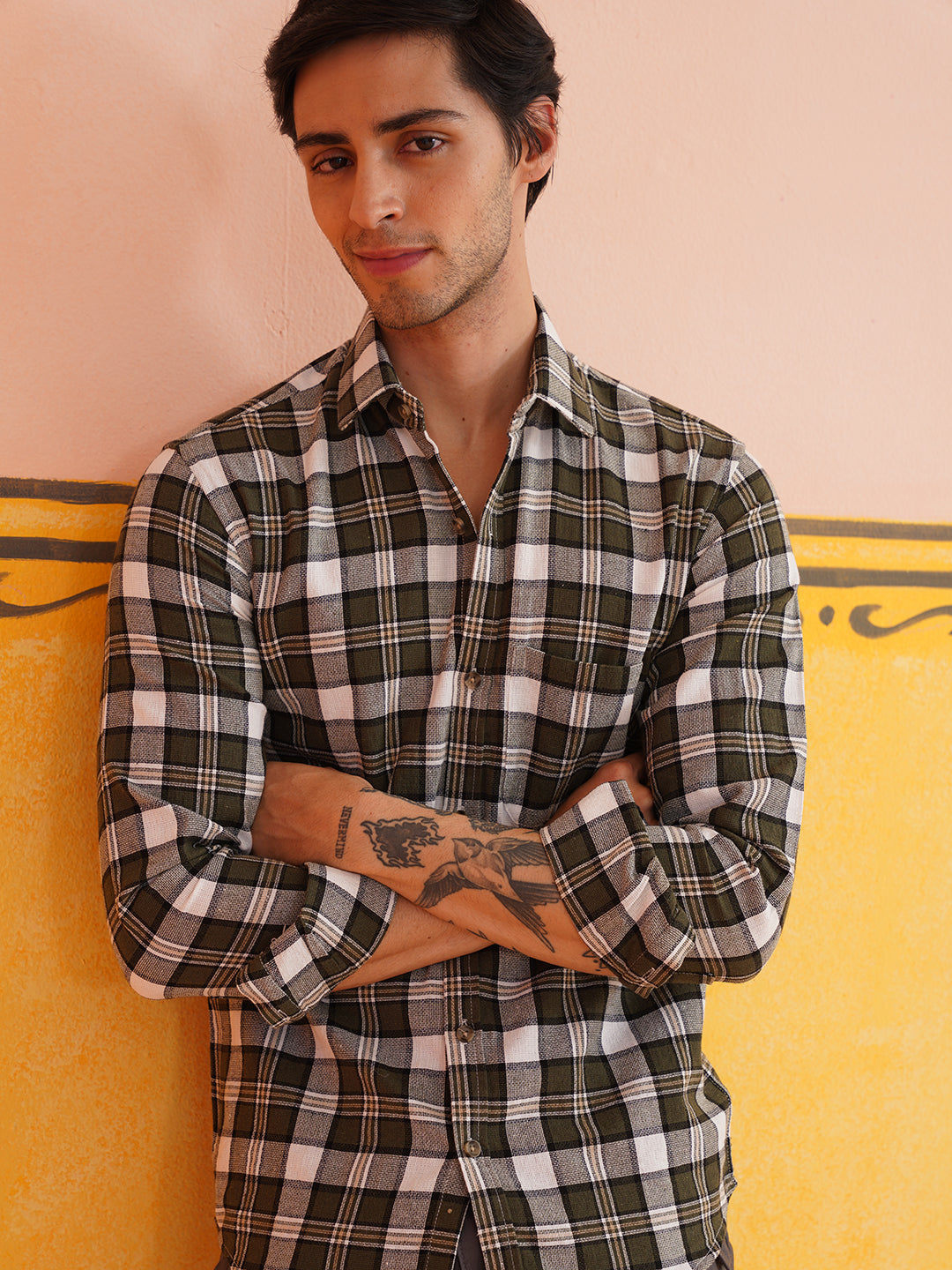 Tartan Checks Cotton Casual Shirt for Men