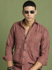 Men Regular Fit Embroidered Spread Collar Casual Shirt