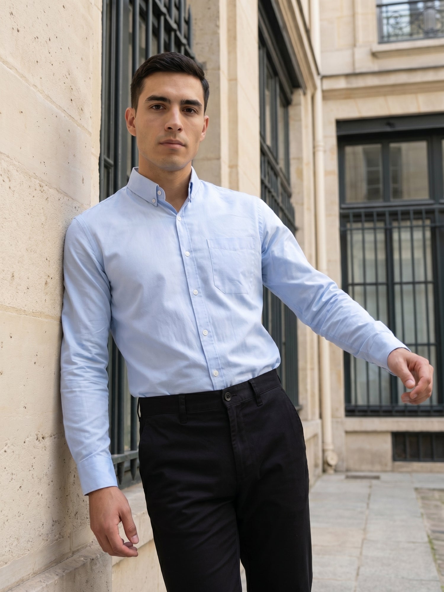 Men’s Solid Button-Down Collar Formal Shirt