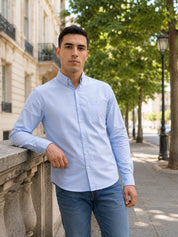 Men’s Solid Button-Down Collar Casual Shirt