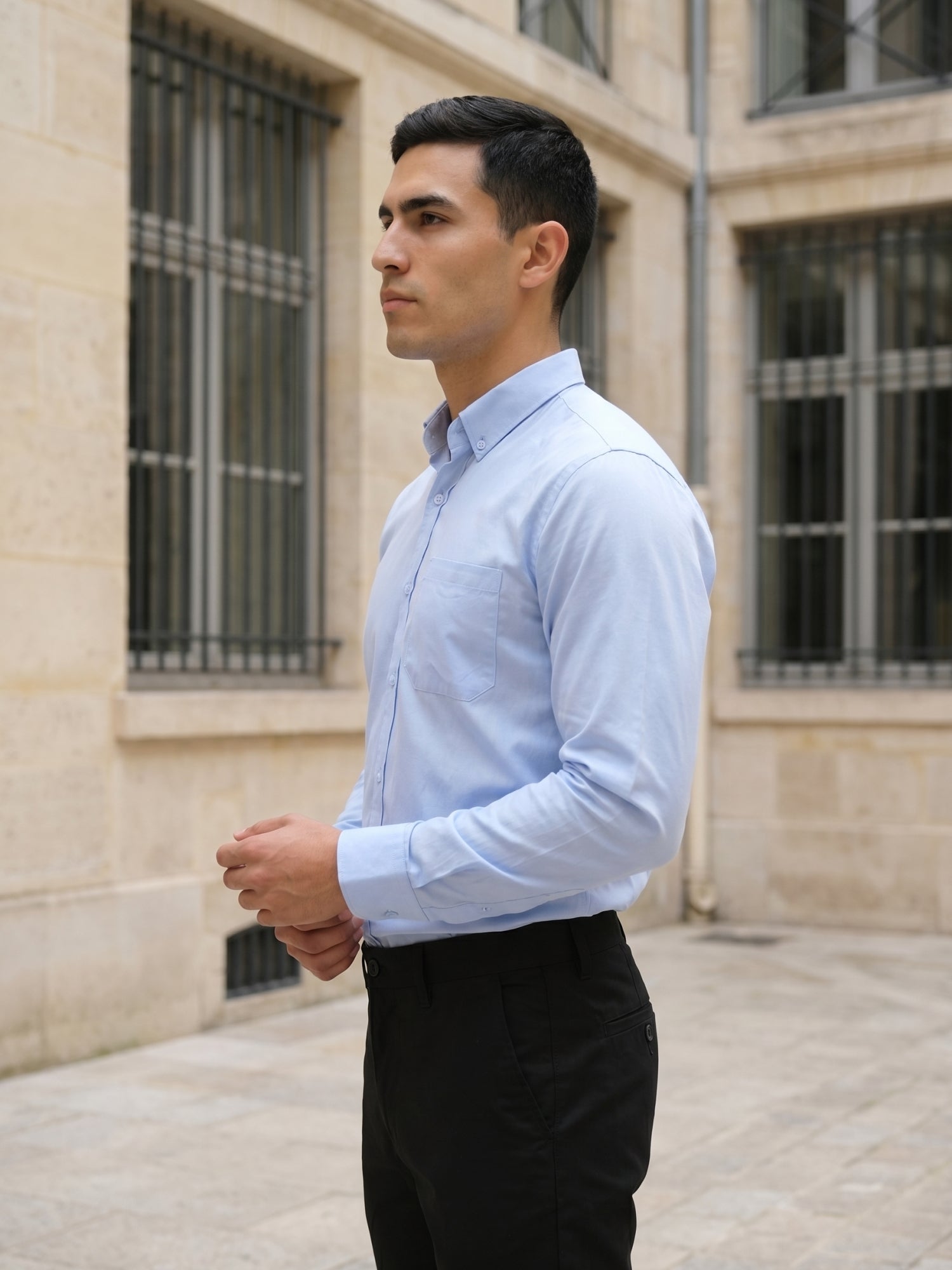Men’s Solid Button-Down Collar Formal Shirt