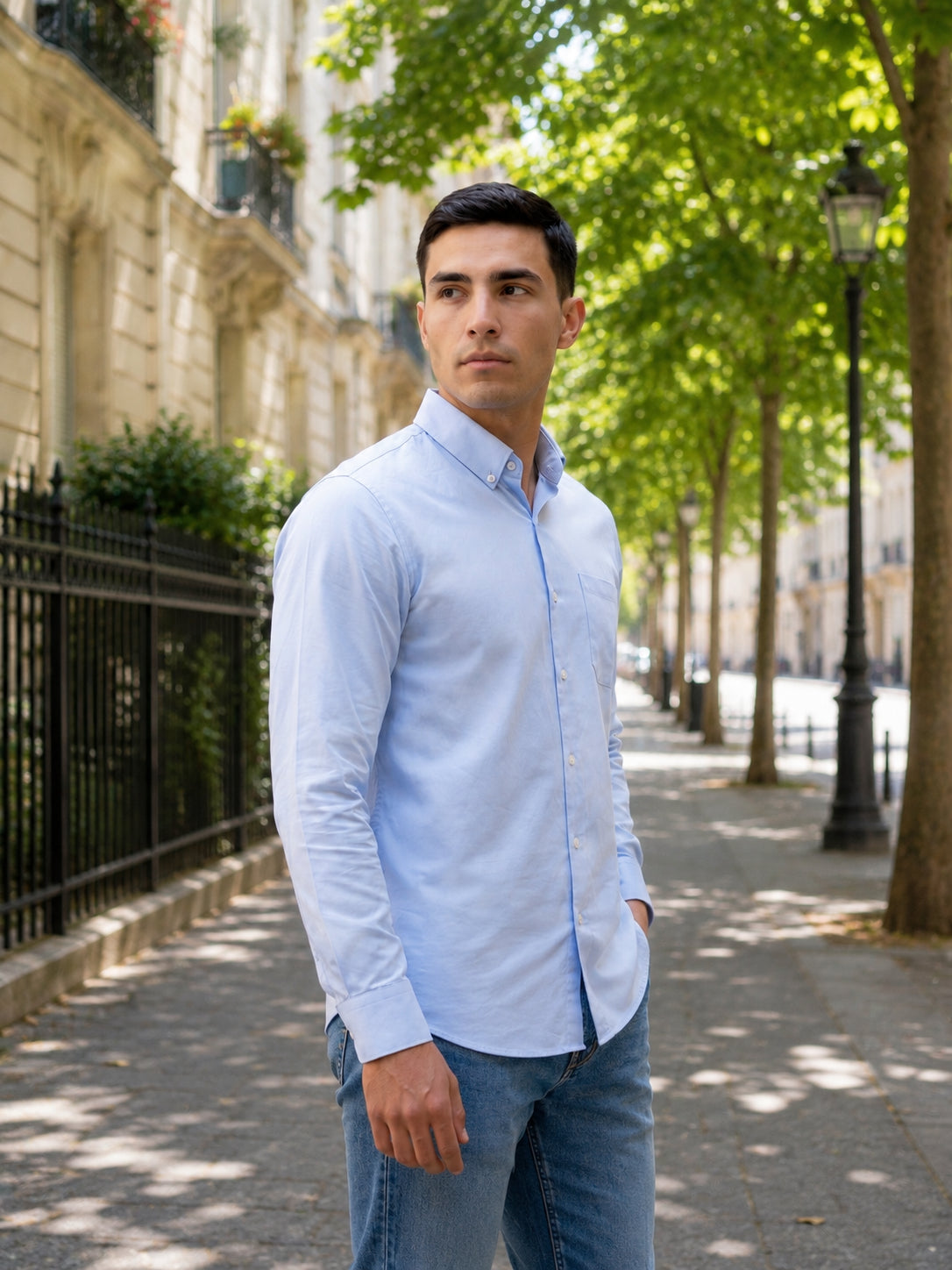 Men’s Solid Button-Down Collar Casual Shirt