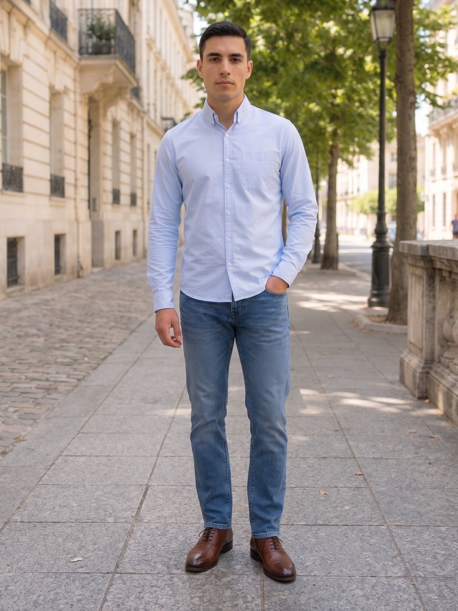 Men’s Solid Button-Down Collar Casual Shirt