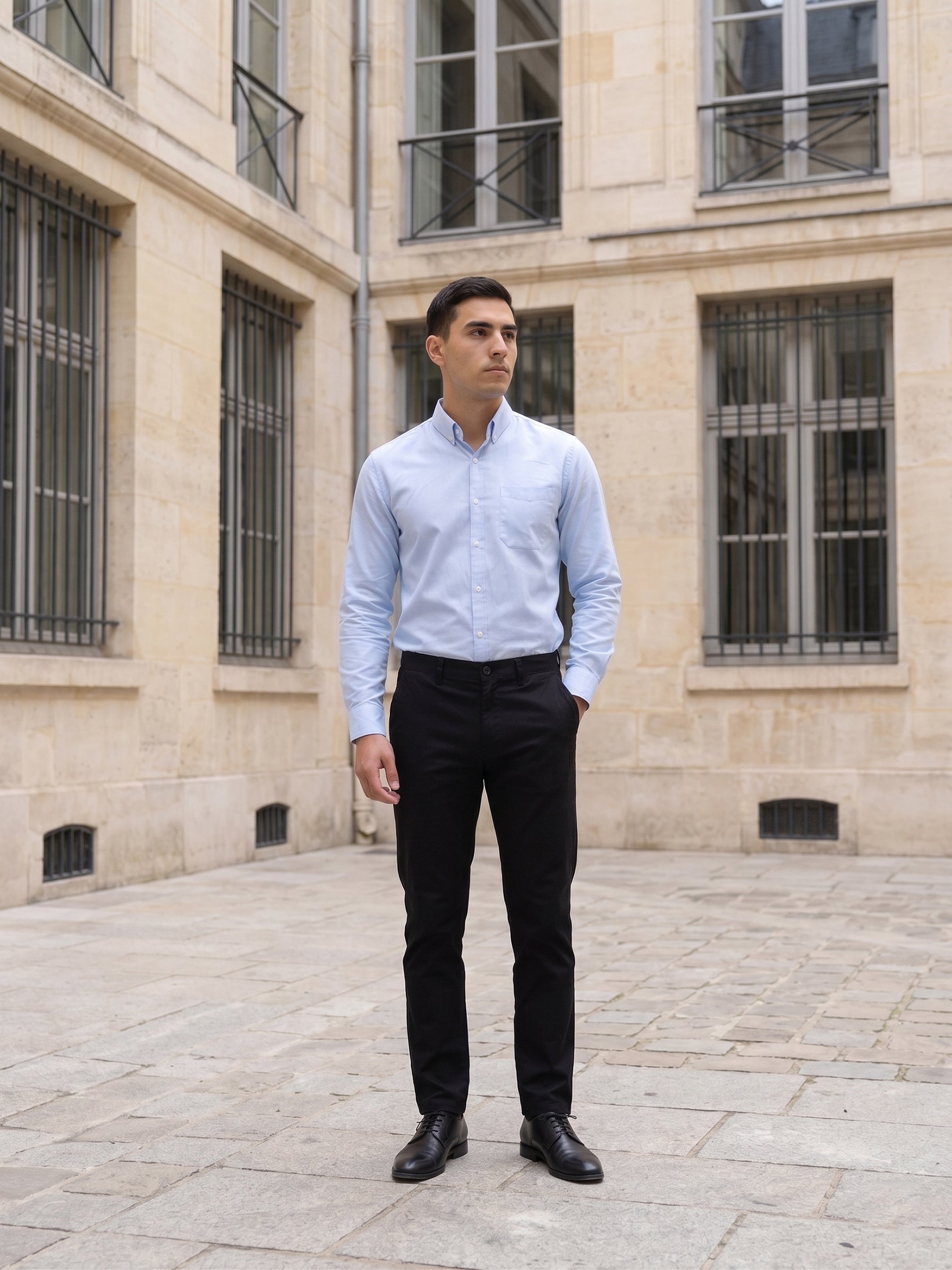 Men’s Solid Button-Down Collar Formal Shirt