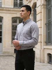Men’s Solid Button-Down Collar Formal Shirt