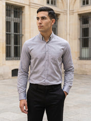 Men’s Solid Button-Down Collar Formal Shirt