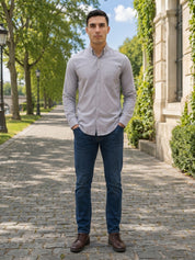 Men’s Solid Button-Down Collar Casual Shirt