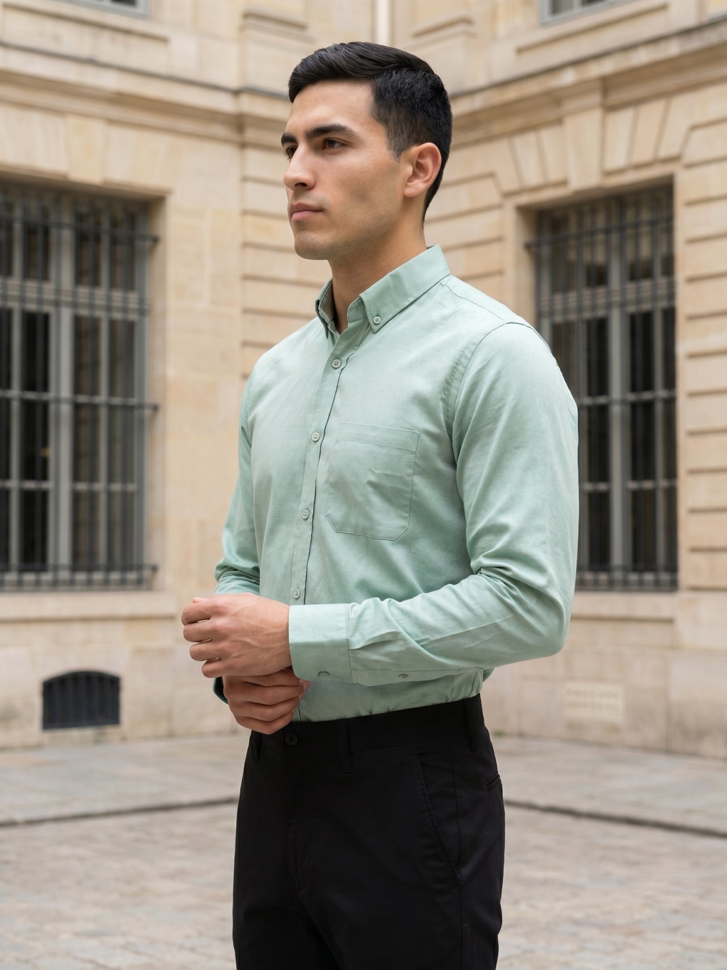 Men’s Solid Button-Down Collar Formal Shirt