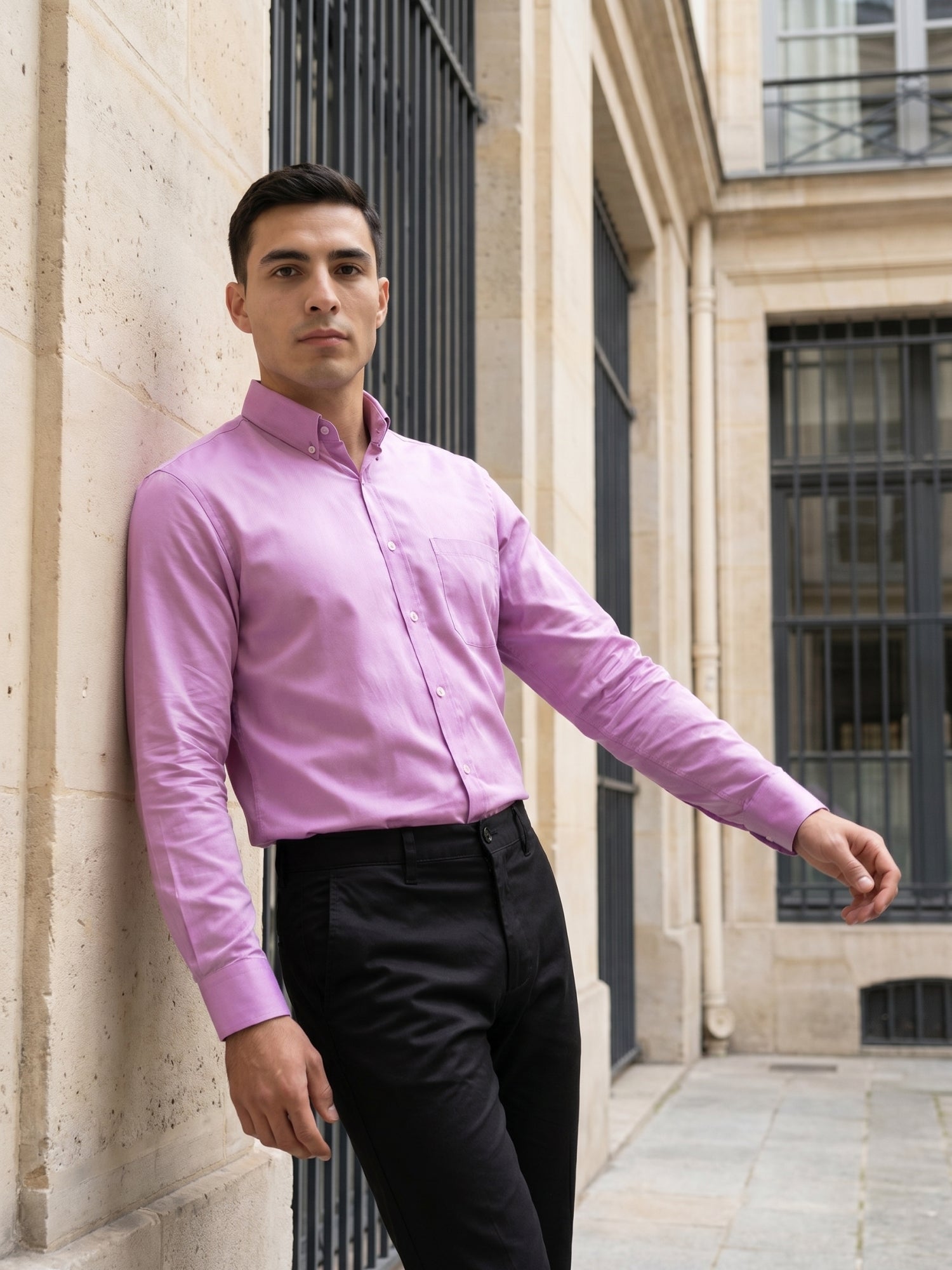 Men’s Solid Button-Down Collar Formal Shirt