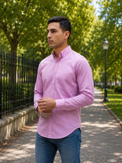 Men’s Solid Button-Down Collar Casual Shirt