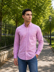 Men’s Solid Button-Down Collar Casual Shirt