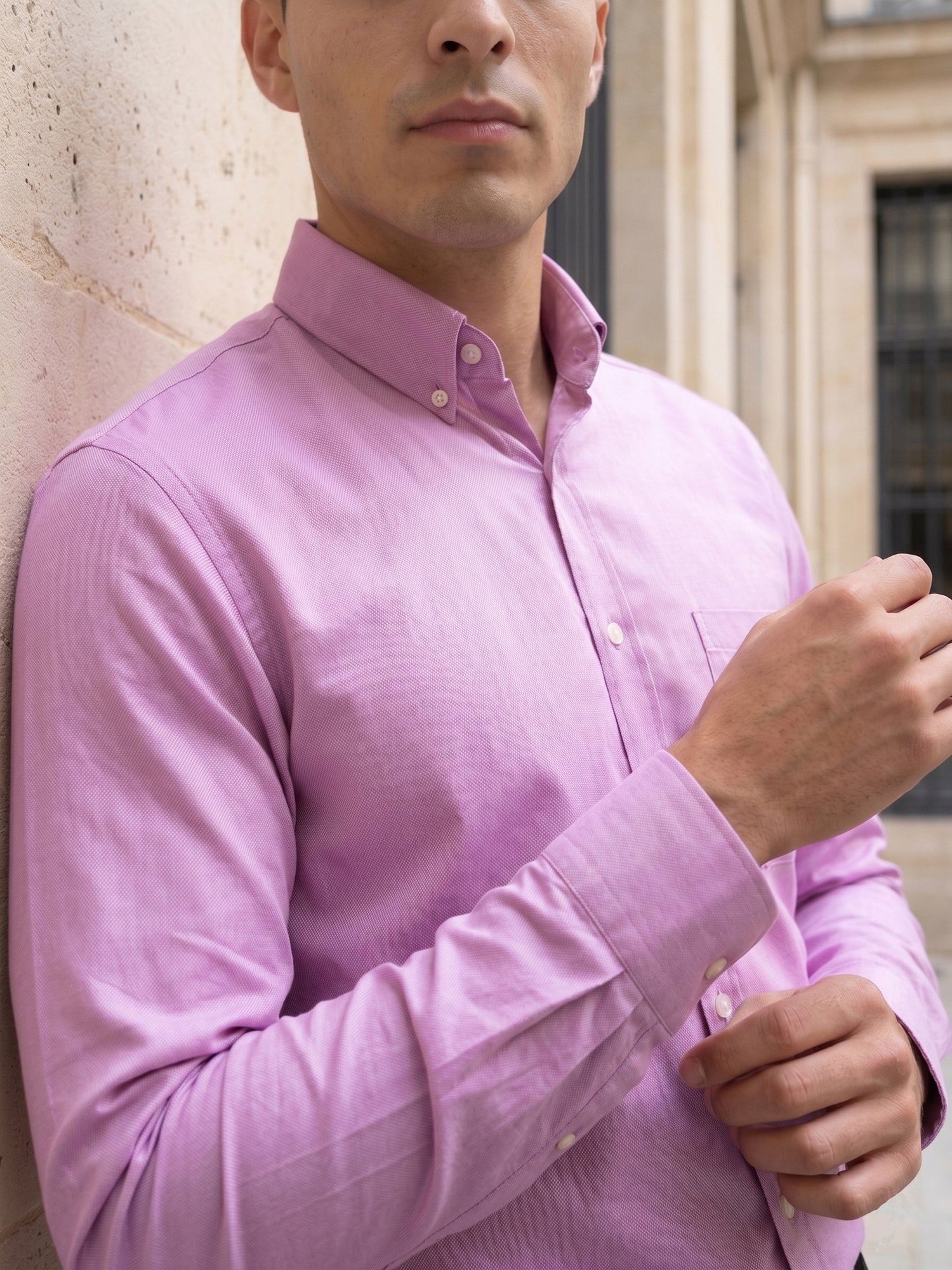 Men’s Solid Button-Down Collar Casual Shirt