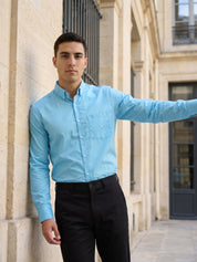 Men’s Solid Button-Down Collar Formal Shirt