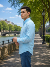 Men’s Solid Button-Down Collar Casual Shirt