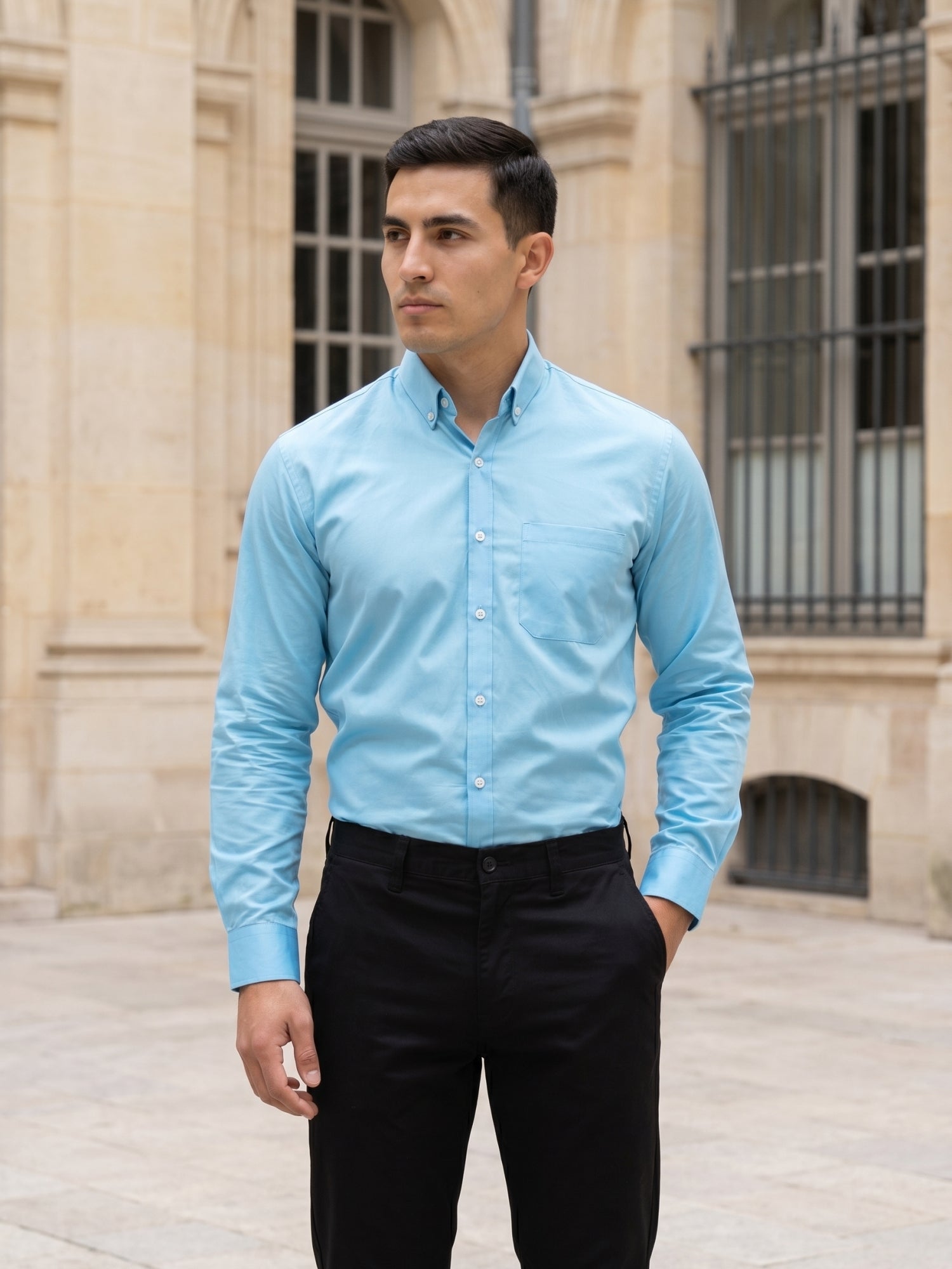 Men’s Solid Button-Down Collar Formal Shirt