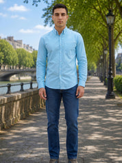 Men’s Solid Button-Down Collar Casual Shirt