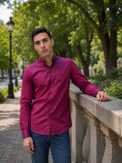Men’s Solid Button-Down Collar Casual Shirt